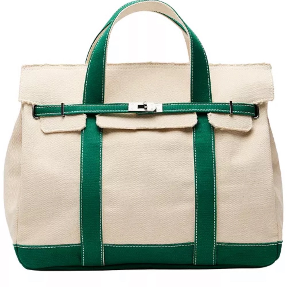 Sunwin Boatkin Tote Bag in Cream with Green Trim